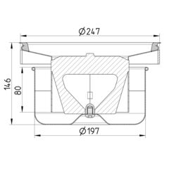 Line drawing of a trap from the series Water trap-250.