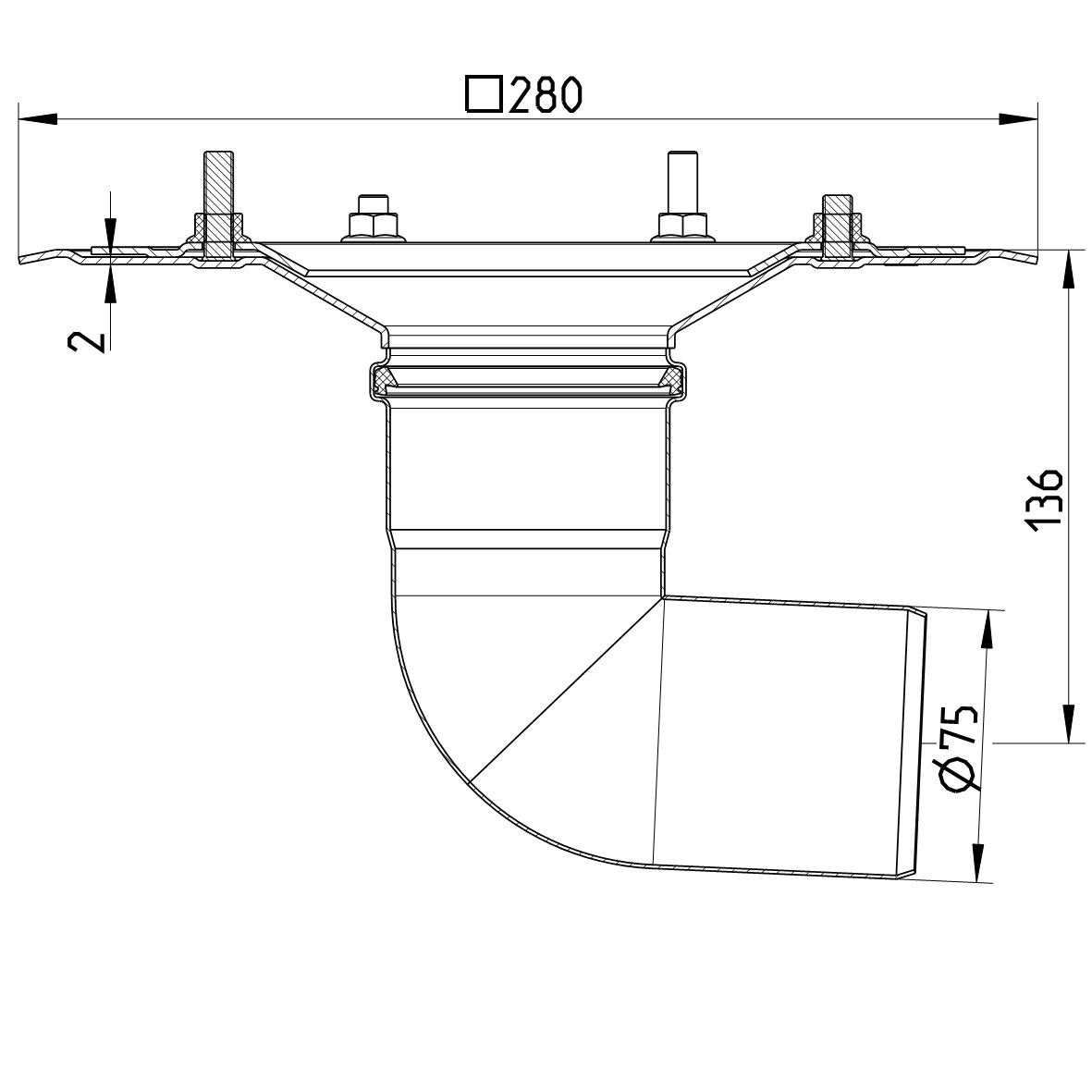 Line drawing of a lower part from the series Lower part-single ply membrane.