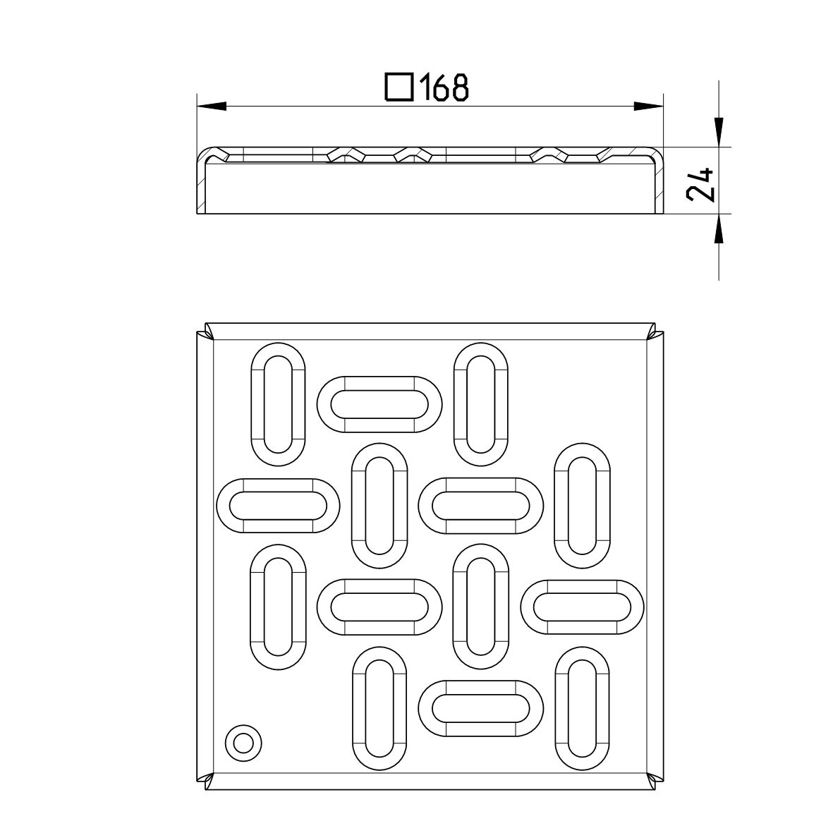 Line drawing of a grating from the series Grating-Drain-200.